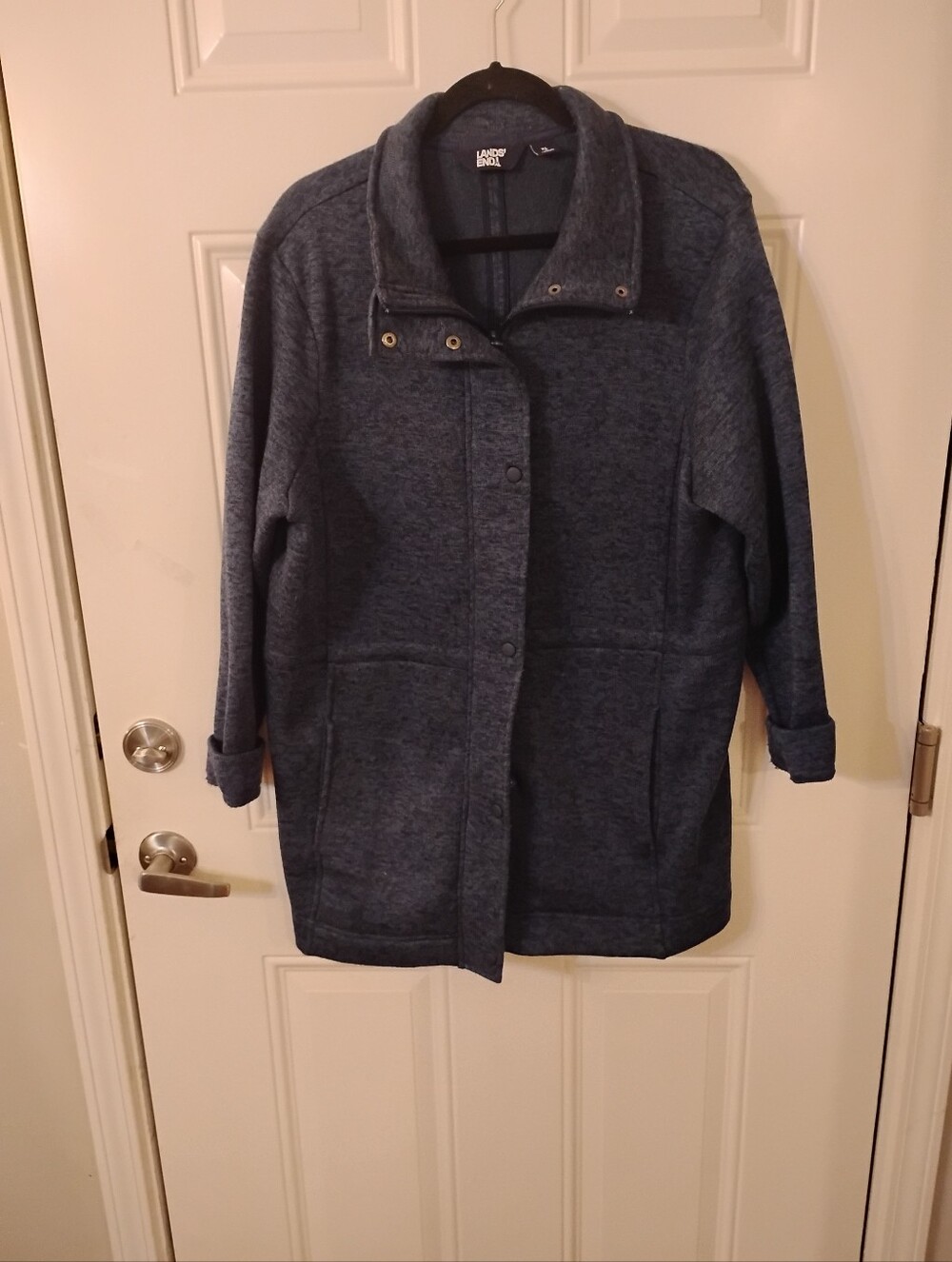 Lands' End Women's Dark Blue Snap-Front Pea Coat